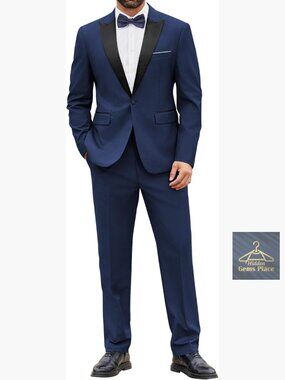 Slim Fit 2 Piece Tuxedo Suit Set Jacket & Pants for Wedding Prom Business